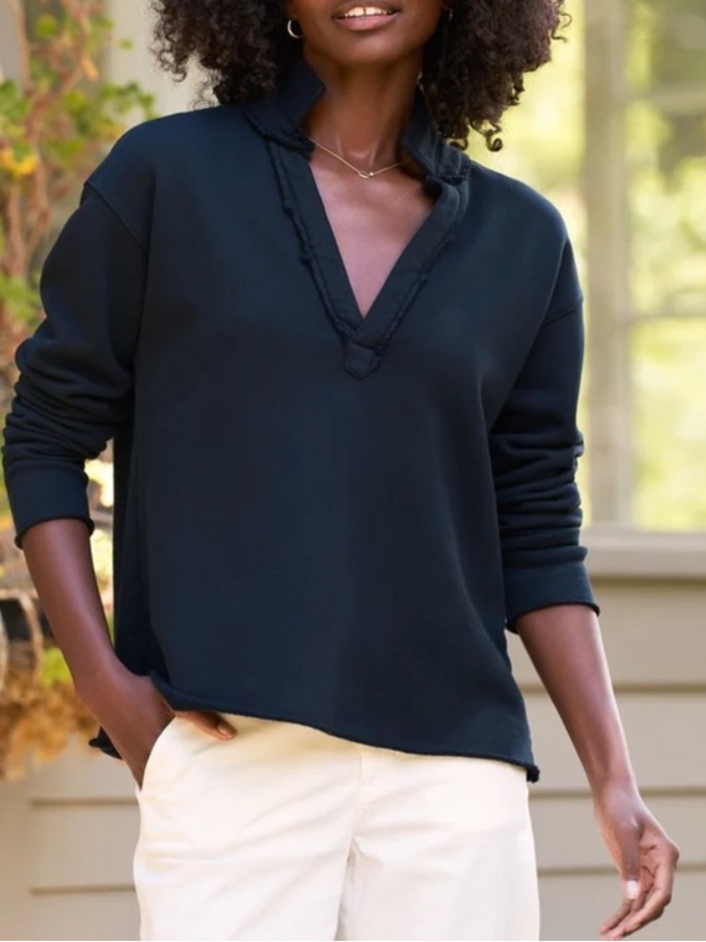 Frank & Eileen Patrick popover fleece Henley British royal navy medium